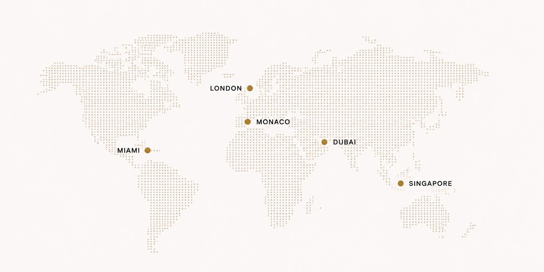 Viacole global presence across Miami, London, Monaco, Dubai and Singapore